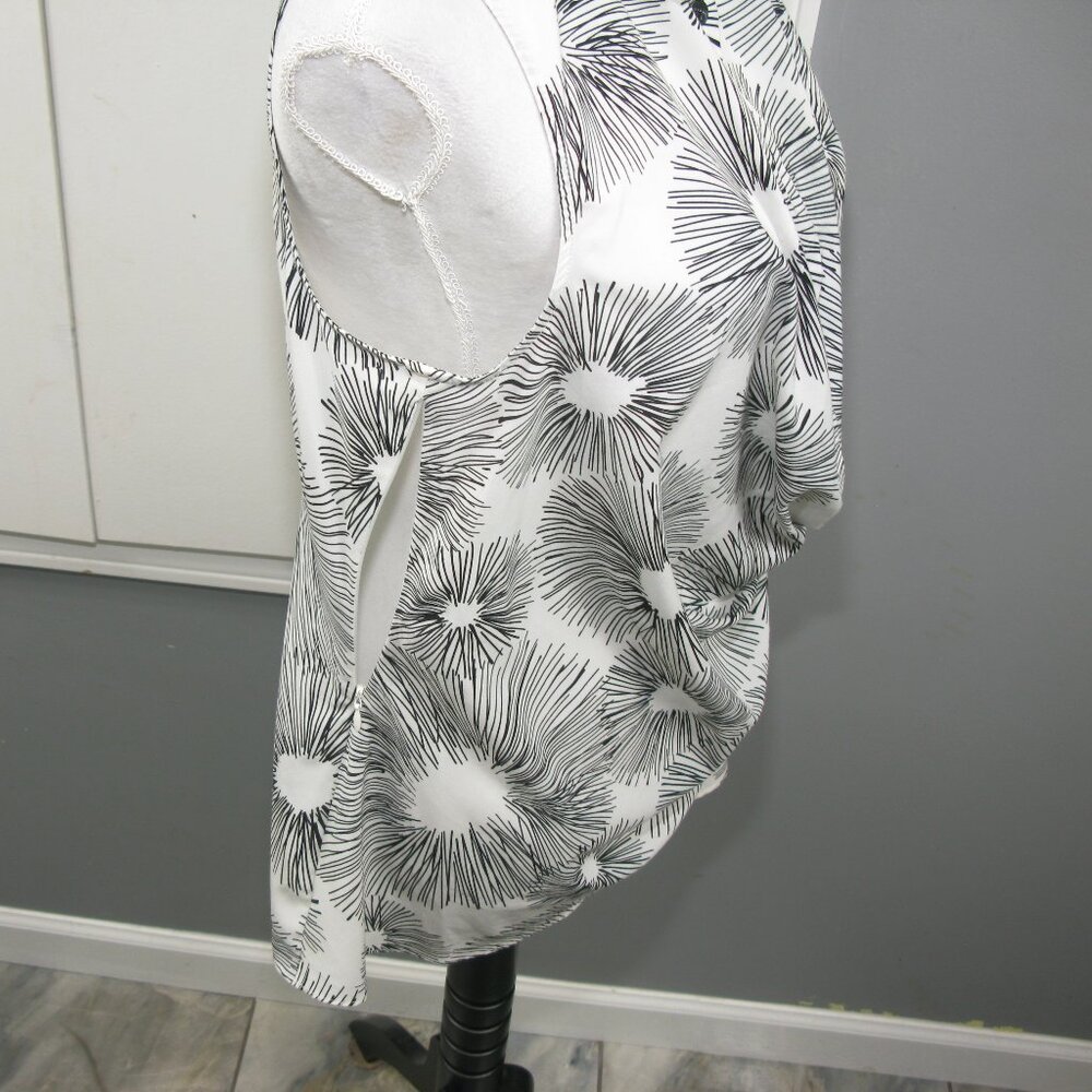 Cabi White/Black Patterned Partial Button Front S… - image 5